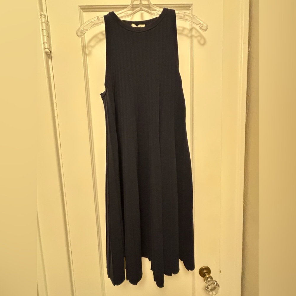 COS Navy Blue Pleated Halter Midi Dress, size small